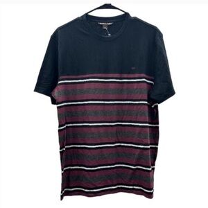 Michael Kors Navy‎ Blue, Red, Gray & White Striped Short Sleeve Tee Shirt Size L